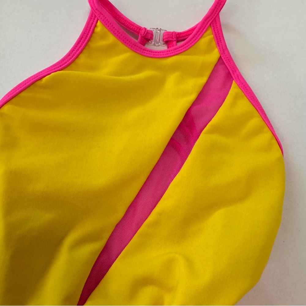 LA Dance Designs Neon Yellow and Pink Leotard Child Large - Picture 3 of 9